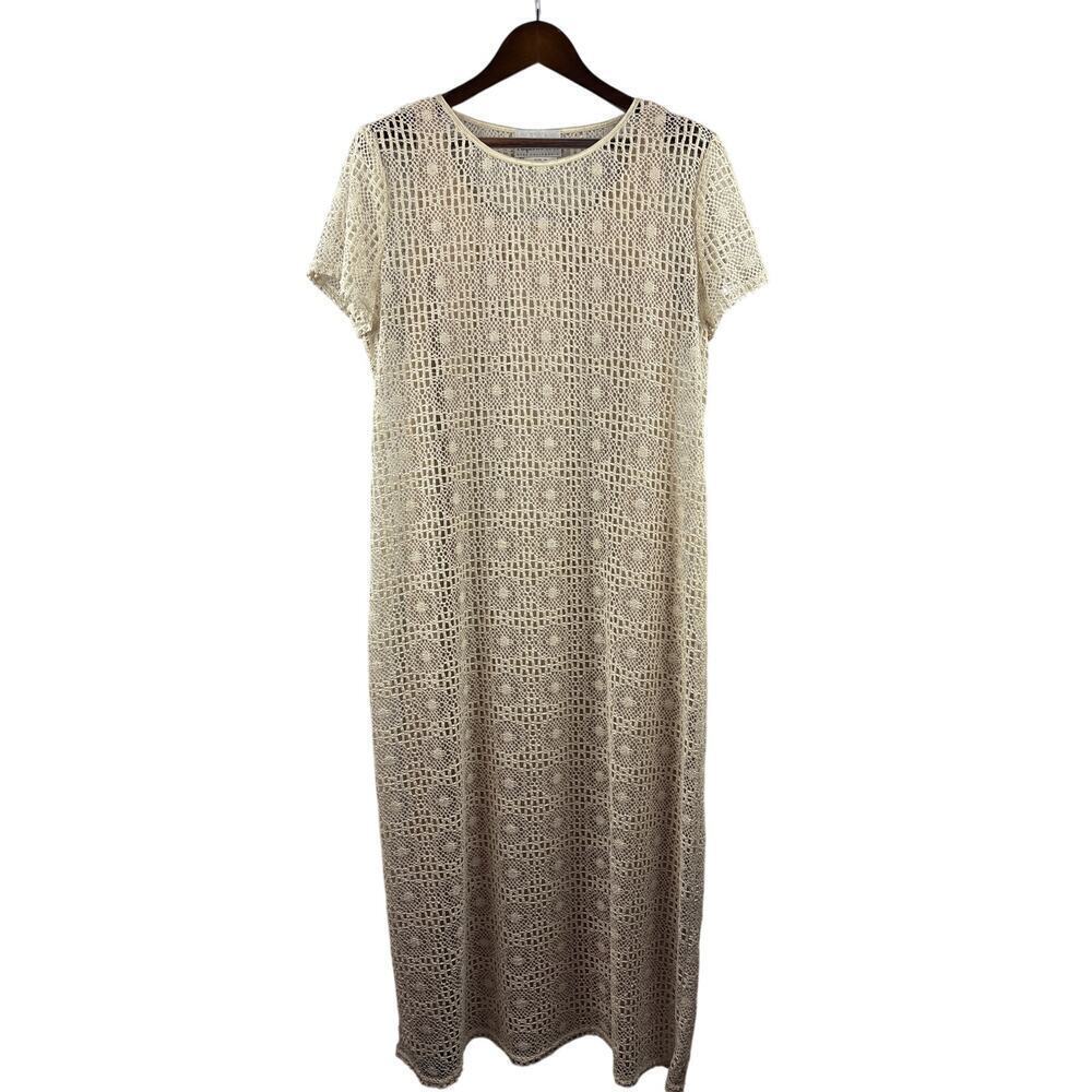Womens Paquette Too! Size 16 Cream Knit Mesh Maxi Dress